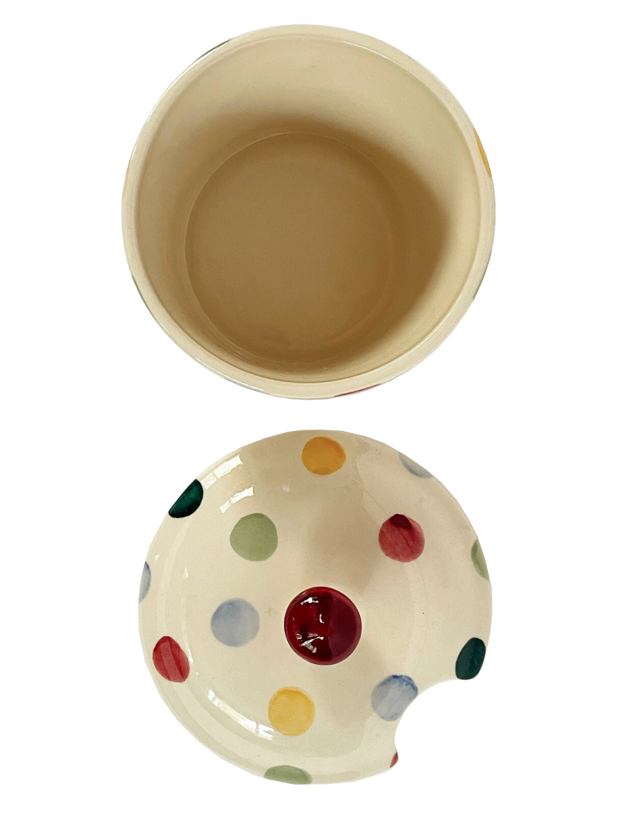 Vintage EMMA BRIDGEWATER Polka Dot Ceramic Sugar Bowl w Lid Made in