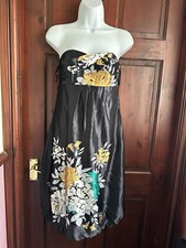 BNWT Silk Monsoon Collection Dress 8 Strapless Sweetheart Black White Occasion