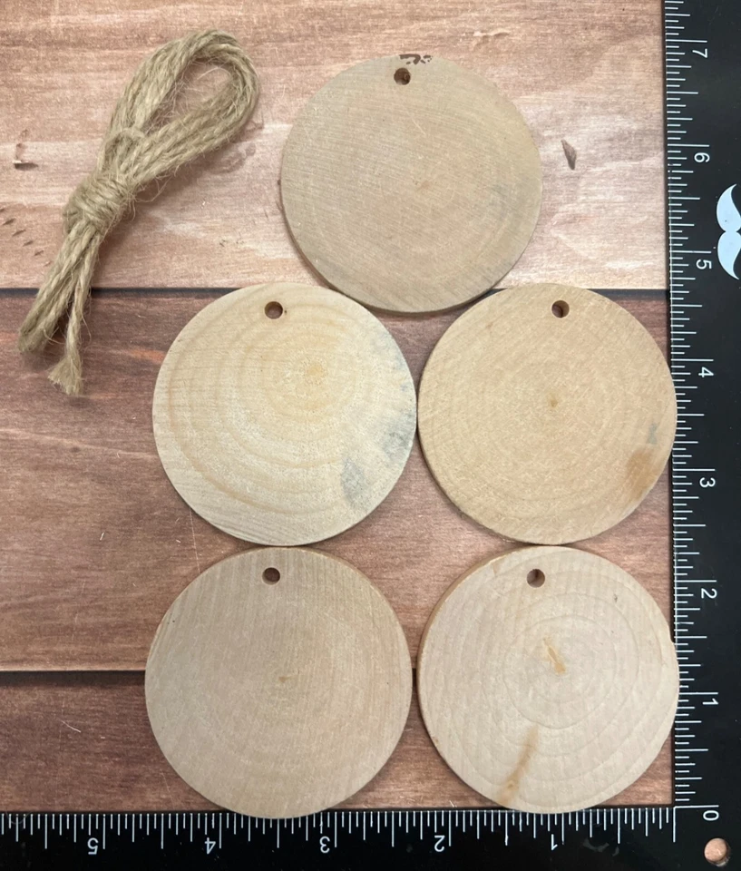 Round Wooden Chalkboard Tags With Jute Twine - 2.5" Diameter - Set Of 5 - Image 3 of 3