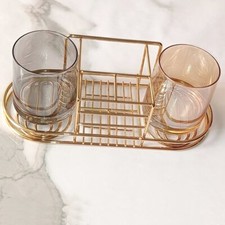 Punch-free Metal Wash Cup Wall Hanging Storage Rack Cup Holder Toothbrush Holder