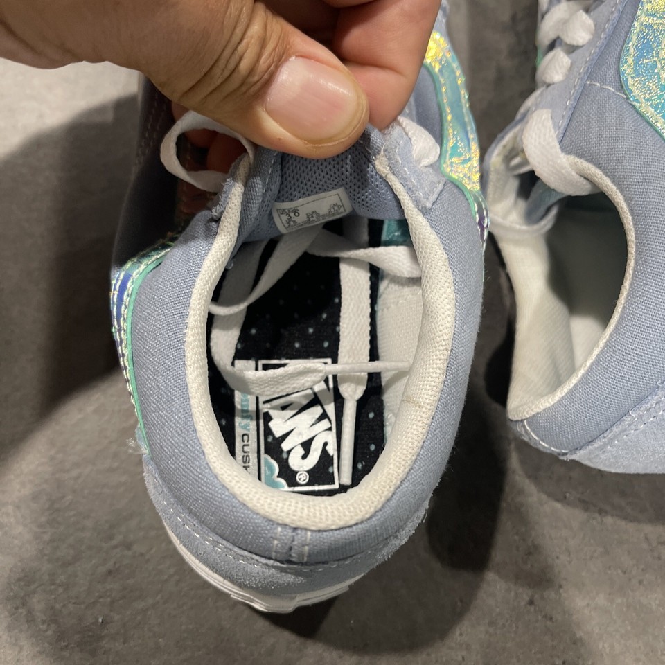 Vans Old Skool Kids Shoes Size 3 Comfy Cush Light Blue Excellent