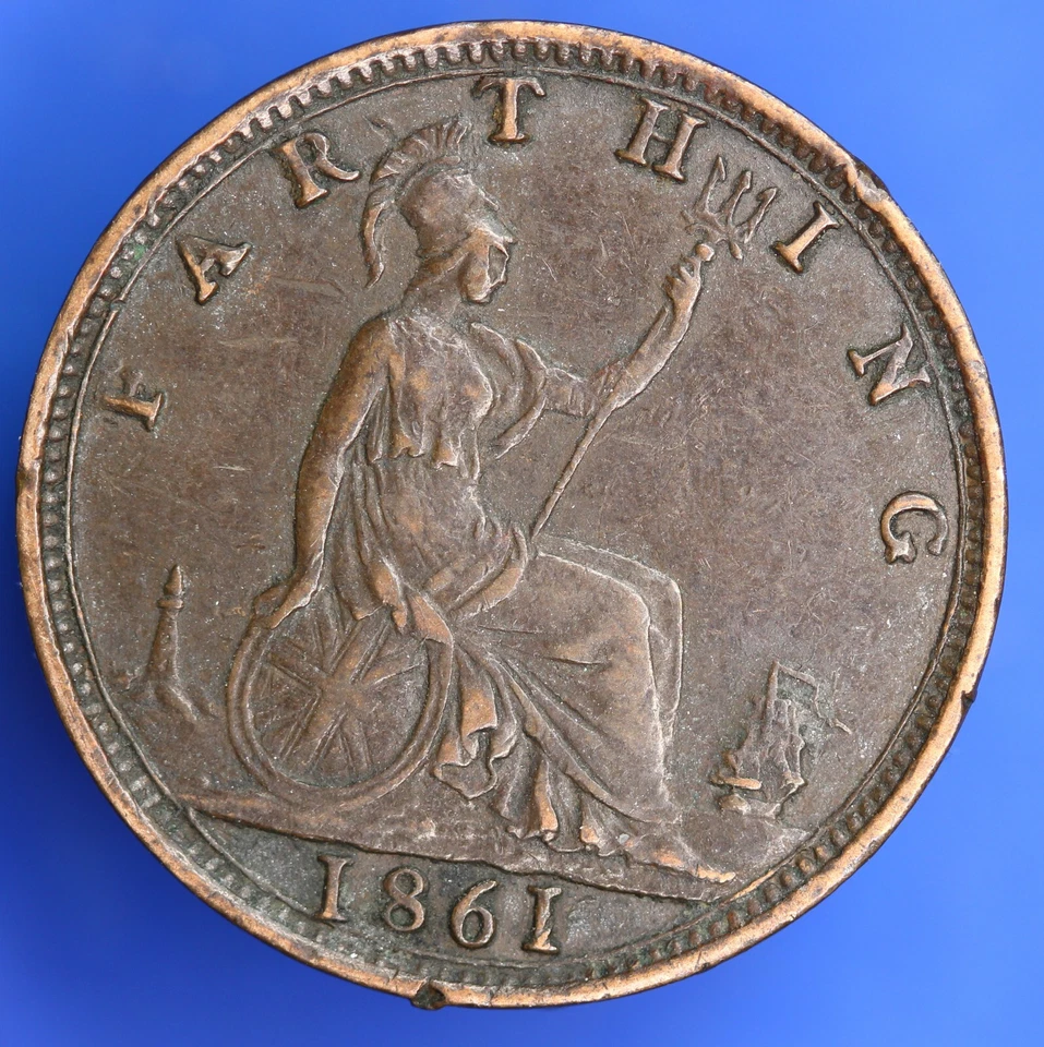1861 Victoria farthing ¼d, quarter penny coin          **[28214] - Image 2 of 2