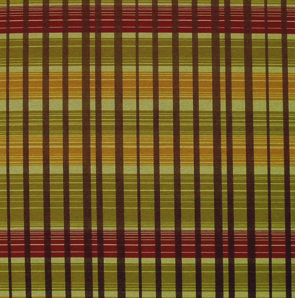 Tecido de estofamento listrado verde oliva vermelho laranja Crypton 1243660 Long Beach Moss - Imagem 2 de 2