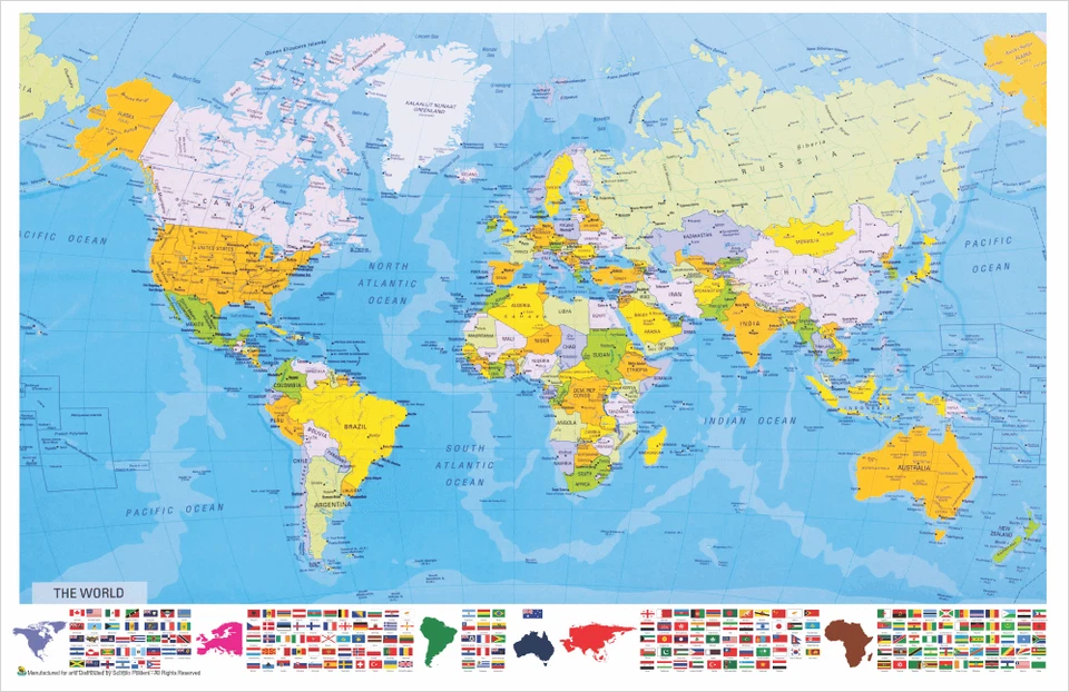 SCORPIO POSTERS World Map Mini Poster- 17" x 11"