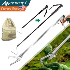 47" Snake Tongs Heavy Duty Reptile Grabber Catcher Handling Tool &57" Hook &Bag
