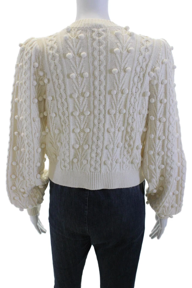 Alice + Olivia Women Cardigan White Long Sleeve Size S - Image 3 of 4