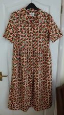 Toast Selma Cotton Shirt Dress Size 10 Midi Short Sleeves Folk Floral NWOT
