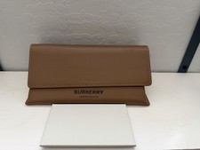 Burberry Large Soft Brown Leather Sunglasses Case With Mag Snap Closure Cloth