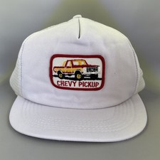 Vintage Chevy Pickup Truck Patch Snapback Mesh Trucker Hat Chevrolet White