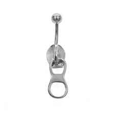 Punk Belly Button Rings Stainless Steel Navel Nail Creative Zipper Navel Ring A5