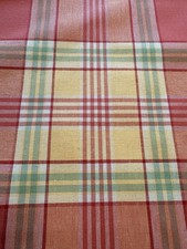100 Cotton Woven Plaid Fabric 3 yds x 56 Orange Yellow Red Green Upholstery