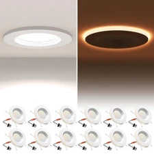 12 Pack 5/6 Inch LED Can Lights with Night Light, 5CCT Retrofit Recessed Ligh...
