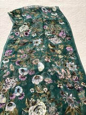 Oblong Silk Scarf 17 X 69 Dark Green Lilac Floral