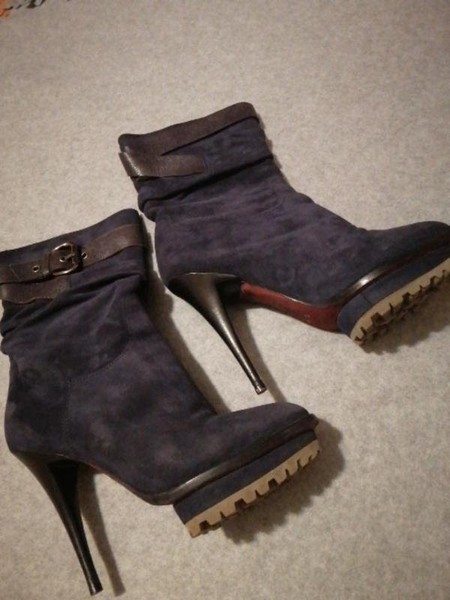 Women Baldinini Ankle Boots Navy Suede 36.5