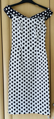 Gina Bacconi Dress Polka Dot Navy & White Size 8