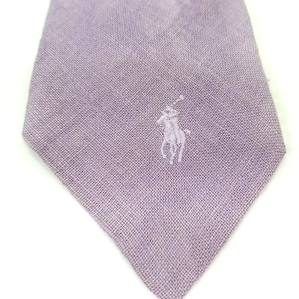 Gravata polo vintage Ralph Lauren luxo roxa 100% linho logotipo pônei 57 x 3,75 - Imagem 3 de 4