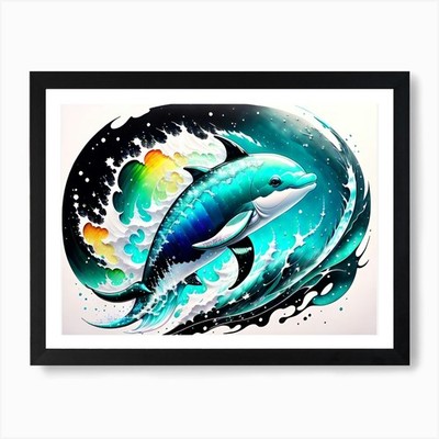 Delfin Kunstdruck gerahmt Wandbild Poster Leinwanddruck Bild