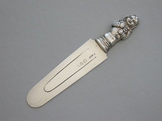 Victorian Novelty Silver Baby in Swaddling Clothes Bookmark. Sampson Mordan 1893