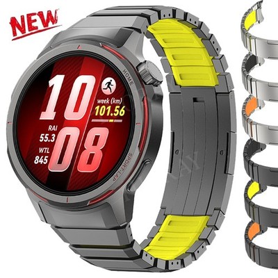For Huawei Watch GT6 GT5 GT4 GT3 46mm Watch 5 4 3 Titanium+Silicone Band Strap