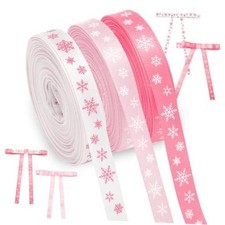 60 Yards White Snowflake Ribbons - 3/8" Wide - 6 Rolls