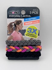 Scunci Hair Ties Everyday and Active 3 Ct Strand Braided Elastics - Multi Color