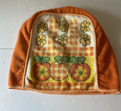 Vintage Retro Orange Floral Cloth Kitchen Appliance Cover Mixer Blender 1970's