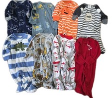 Baby Boy Newborn Sleepers Lot Zipper Outfits Sleep 'n Play 8 Piece Bundle Lot