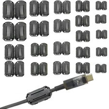 22Pcs Clip-On Ferrite Ring Core Choke Ferrite Beads Clip Cable Clip for RFI EMI