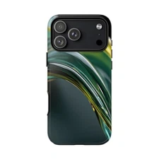 Phone Ink - Case for iPhone/Galaxy/Pixel - Green Fluid Waves Emerald Flow