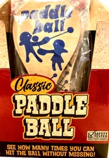 Twin Pack 9” Wood Paddle Ball Game Wooden w/ Rubber Ball Classic Retro Toy
