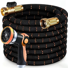 Heavy Duty Garden Hose Flexible Water Hose Pipe+10 Pattern Spray Nozzle set