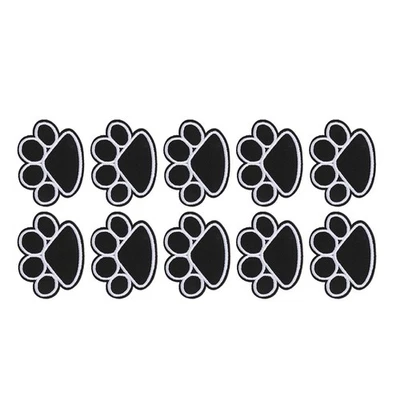 10Pcs Black Dog Paw Embroidered Cloth Patches Reusable for Clothing and Bags - Image 1 of 4