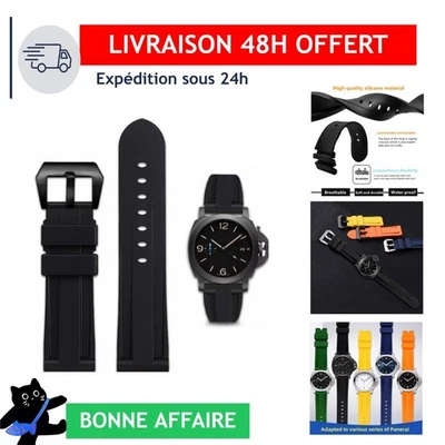Bracelet de Montre en Caoutchouc 22mm 24mm Étanche Panerai - Photo 1/4
