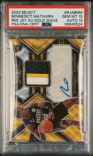 2022 PANINI SELECT JERSEY GOLD WAVE BENNEDICT MATHURIN RC /10 PSA 10 DNA AUTO 10