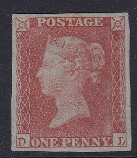 GB QV SG9 1d pale red brown 4 margins Mint no gum Cat £600