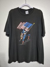 Vintage 2001 Marvel "Captain America" Flag Shirt - XL - Superhero Comic Movie