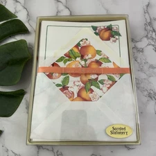 American Greetings Stationery Set Vintage 80s Scented Orange Fruit New 36 Sheets