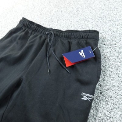 NEW Reebok Sweatpants Mens L Black Jogger Pants Drawstring Workout Gym Athletic