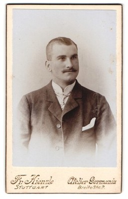 Photograph Fr. Kienzle, Stuttgart, Breite Straße 2, portrait of a gentleman in jacket 