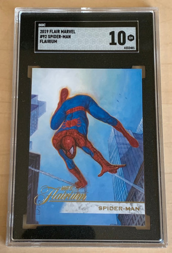 2019 Flair Marvel #92 Flarium 💎 SPIDER-MAN 💎 SGC 10 GEM MINT 💎 POP 3 💎