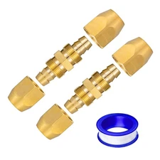 Breezliy 2PCS Soild Brass Air Reusable Hose Splicer For 1/4-Inch ID Hose,1/4"...