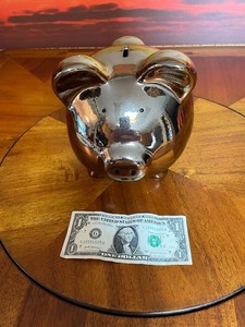 Large METALIC GOLD  Ceramic Piggy Bank