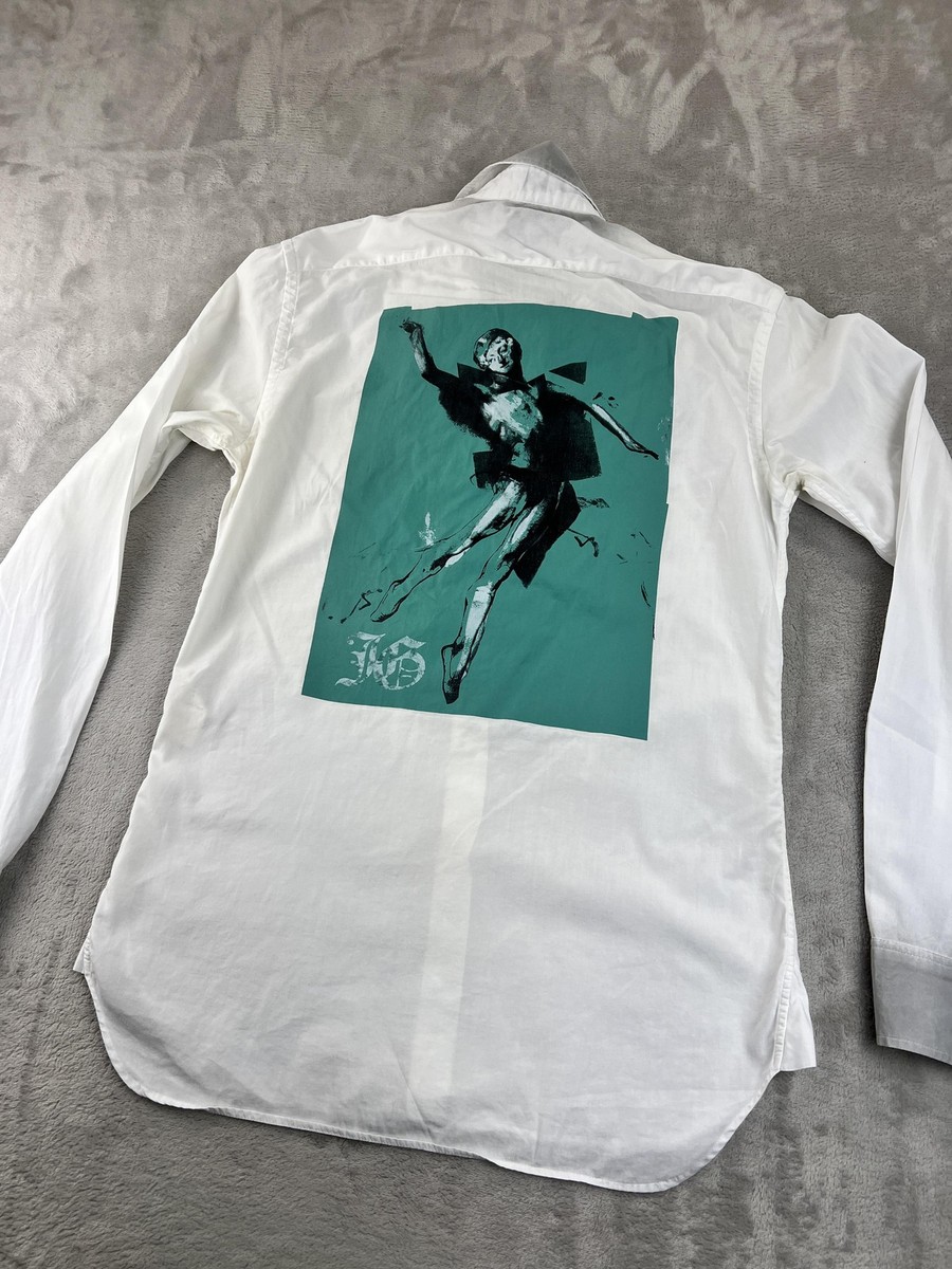 Vintage John Galliano Shirt Mens 46 White Made In Italy Button Up