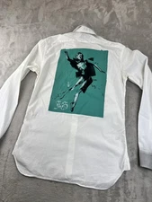 Vintage John Galliano Shirt Mens 46 White Made In Italy Button Up Long Sleeve