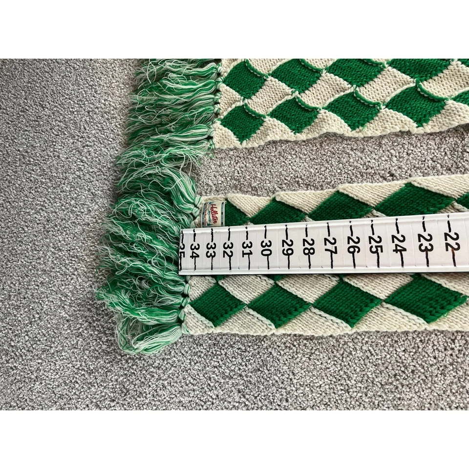 Cachecol Hollister unissex malha padrão diamante franja macio inverno aconchegante ano 2000 - Imagem 3 de 4