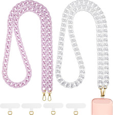 2 Pcs Crossbody Phone Lanyard Straps Chain Charm Cell Phone Holder Compatible wi