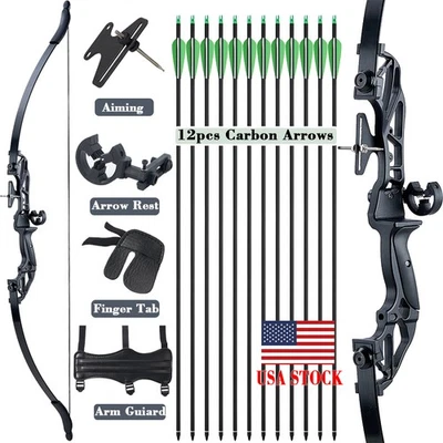 TOPARCHERY 53" 20-55lbs Takedown Recurve Bow Archery Beginner Hunting Practice Arrow Target