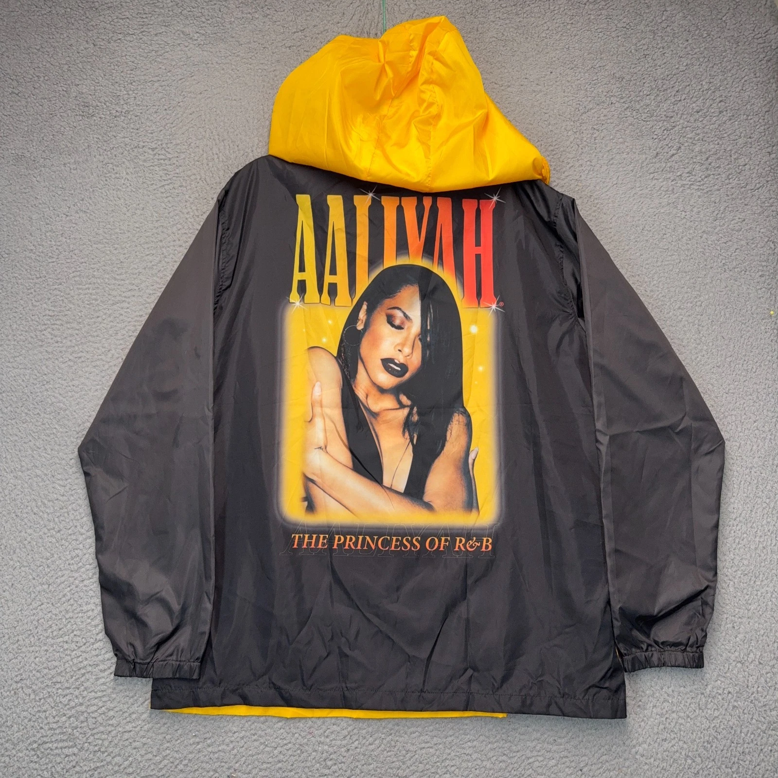 Aaliyah Windbreaker Pullover Adult XL Black Yellow The Princess of R&B 1/4 Zip