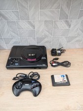 Sega Mega Drive Black Console with Power Supply, Controller, Game Tested Working