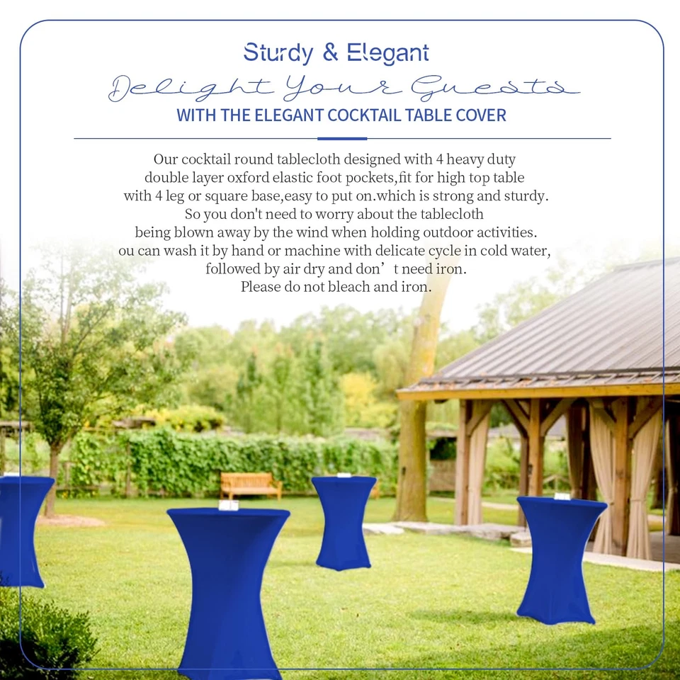 10 Pack Spandex Square Corners Tablecloths 32"x43" Royal Blue Fitted High Top... - Image 2 of 4
